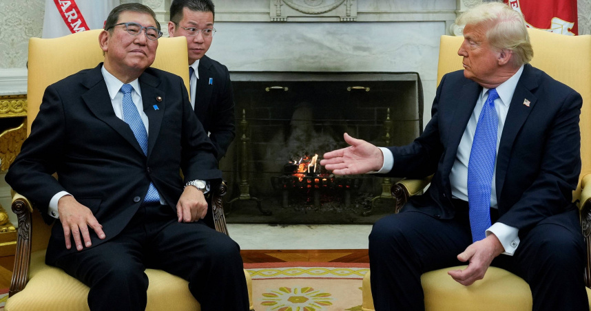 日本首相石破茂（左）與美國總統特朗普。（資料圖片）