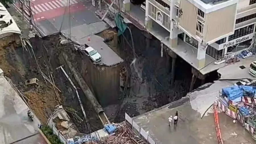 曼谷驚現 50 公尺深天坑！瓦吉拉醫院 3500 病患緊急撤離，交通全面癱瘓的封面圖片